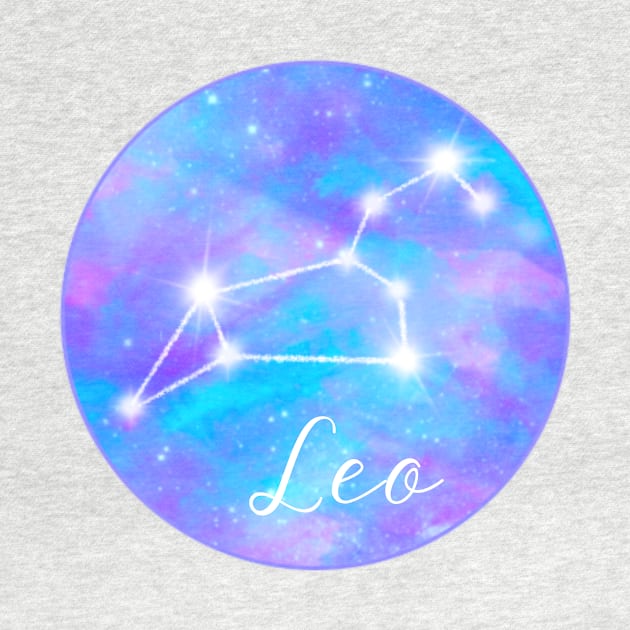 Leo Zodiac sign. Constellation on galaxy sky by Orangerinka